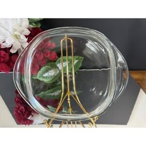 Vintage Pyrorey Clear‎ Glass Oval Lid Replacement Bakeware Cover Retro Kitchen